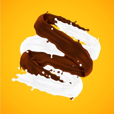 Milk and chocolate splashes. Vector icon. EPS10 clipart