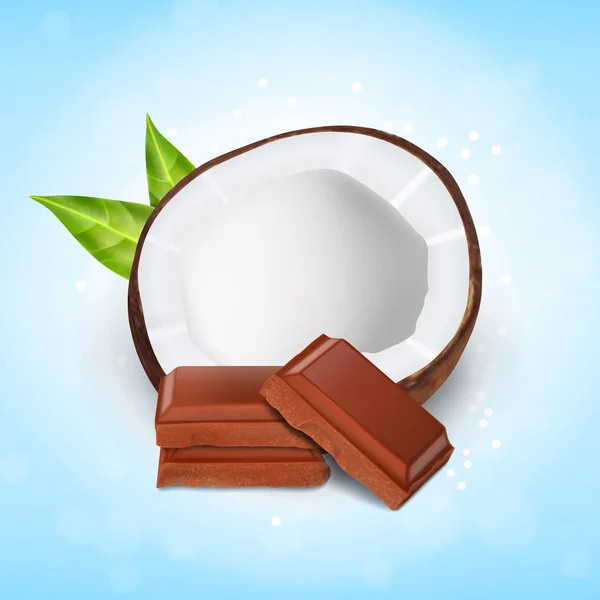 Noix de coco au chocolat — Image vectorielle