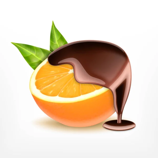 Fruta laranja com chocolate —  Vetores de Stock