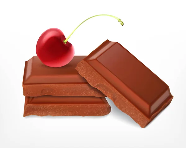 Cereza con trozos de chocolate — Vector de stock