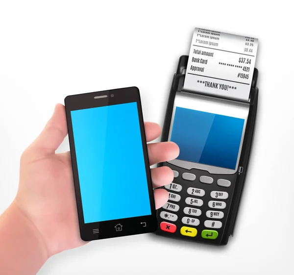 Mobiel betalen via Pos terminal — Stockvector