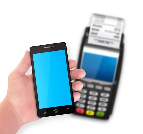 Mobiel betalen via Pos terminal — Stockvector