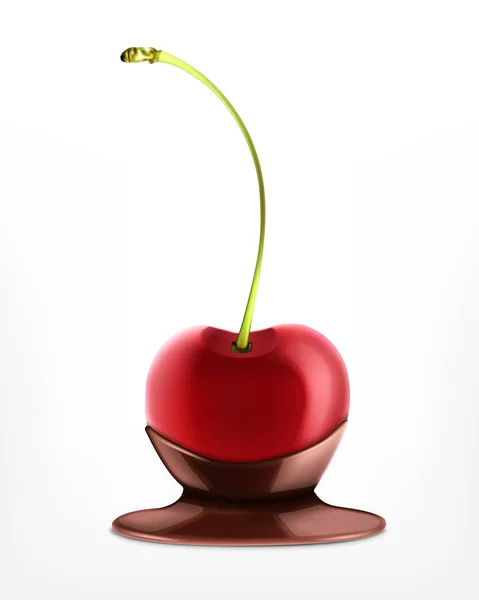Cherry in chocolate — Stock Vector