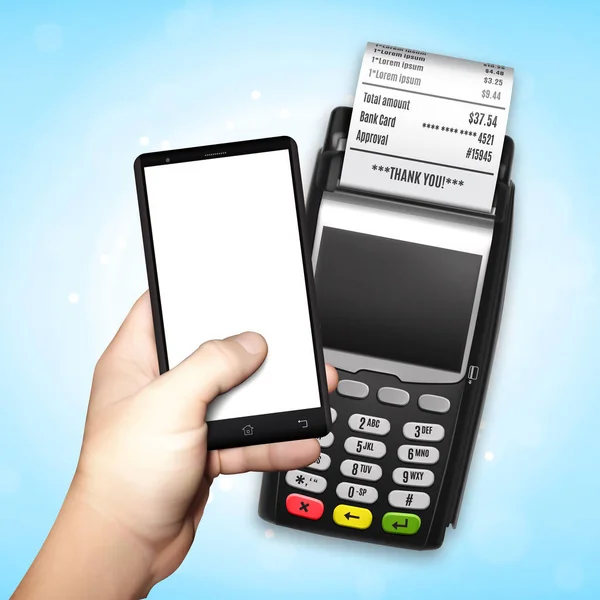 Mobiel betalen via Pos terminal — Stockvector