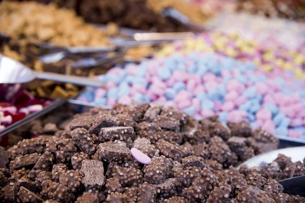 Gelee Zuckerbonbons Mehrfarbiger Hintergrund Aus Verschiedenen Bunten Bonbons — Stockfoto