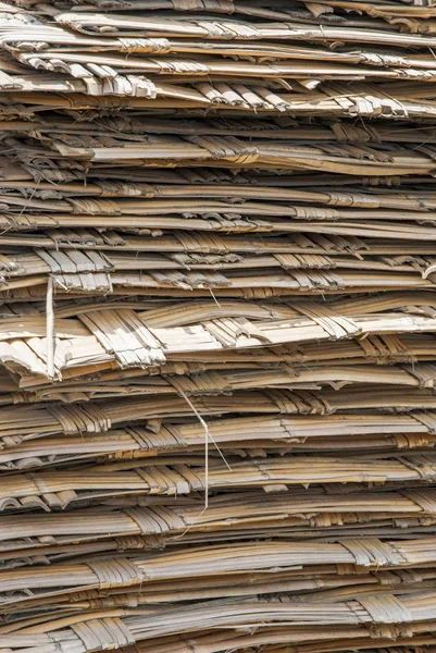Brun Bambu Väva För Närbild Texturerat Bakgrund — Stockfoto