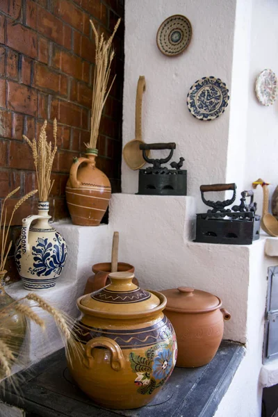 Traditional Romanian Earthenware Pottery Buzau Romania Romanian Pottery Traditionally Produced — Stock Photo, Image