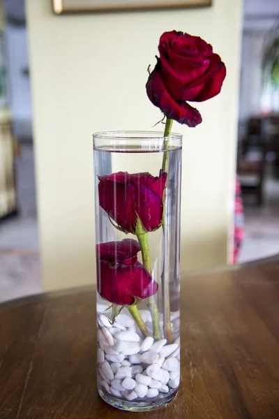 Closeup Rose Vase Beautiful Red Rose Floral Arrangement — Stock Photo, Image