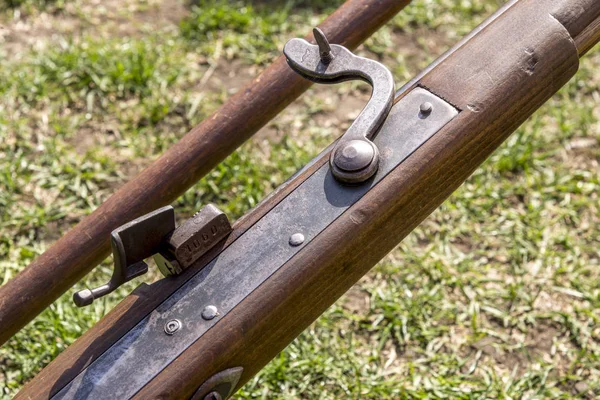 Stary Angielski Karabin Pistolety Vintage Średniowieczny Festiwal Durham Wielka Brytania — Zdjęcie stockowe