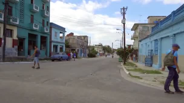 Havana Ulice Jasnými Barvami Kubánský Životní Styl Slunečný Den Havana — Stock video