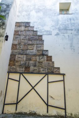 La Habana Vieja Cuba, Havana, bölgesi Unesco Dünya Mirası, Cephesi açık havada - Graffiti ile gizli. Ekim 2018 30 üzerinde çekilen fotoğraf