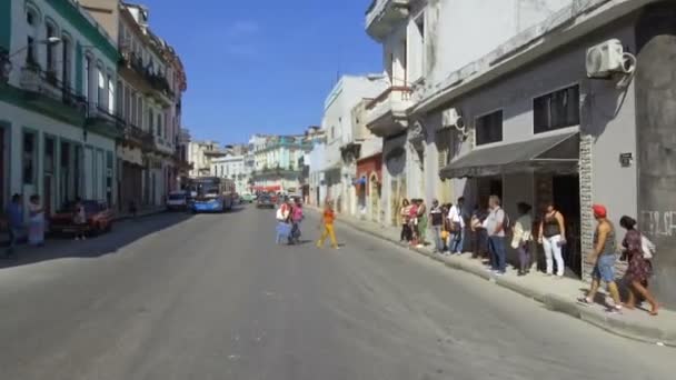 Куба Гавана Трафик Районе Habana Centro Октября 2018 — стоковое видео