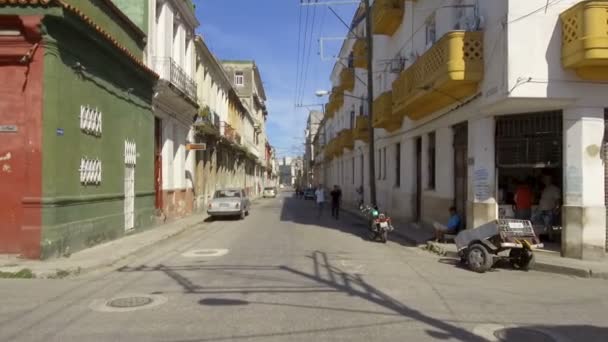 Куба Гавана Трафик Районе Habana Centro Октября 2018 — стоковое видео