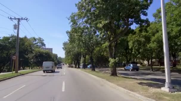 Cuba Havana Tráfego Distrito Habana Centro Outubro 2018 — Vídeo de Stock