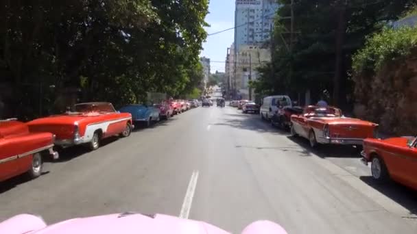 Kuba Havanna Trafik Habana Centro Distriktet Oktober 2018 — Stockvideo