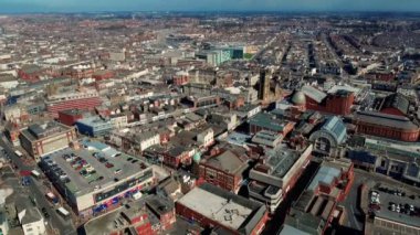 Blackpool Tower tepesinden görünümü - Blackpool, Lancashire, Kuzey Batı İngiltere - İngiltere. 19 Eylül 2019
