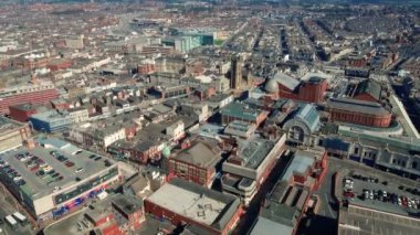 Blackpool Tower tepesinden görünümü - Blackpool, Lancashire, Kuzey Batı İngiltere - İngiltere. 19 Eylül 2019