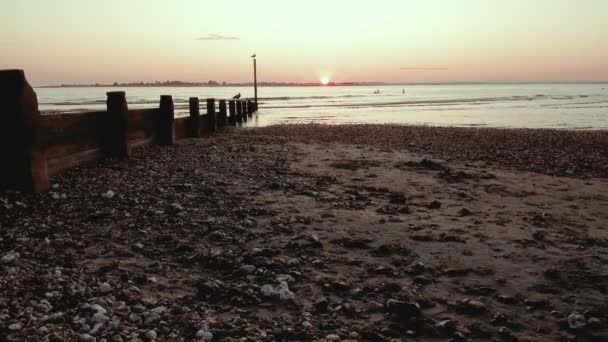 West Wittering Beach Nära Chichester West Sussex Storbritannien Vid Solnedgången — Stockvideo