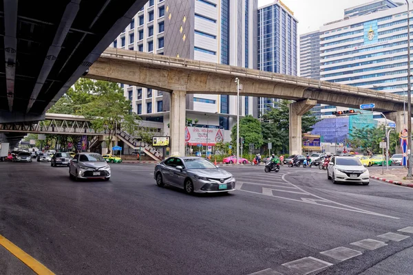 Bangkok Thaïlande Trafic Dans Centre Ville Route Rama Occupée Dans — Photo