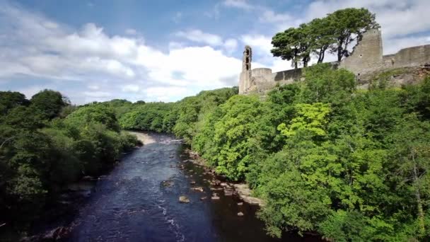 Barnard Castle Built 12Th Century Set Edge River Tees County — Stock Video