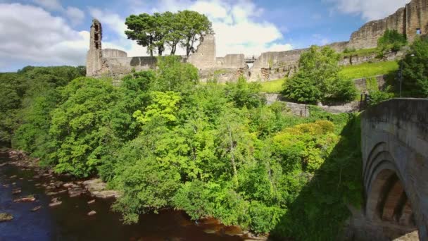 Barnard Castle Built 12Th Century Set Edge River Tees County — Stock Video