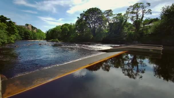 Barnard Castle Built 12Th Century Set Edge River Tees County — Stock Video