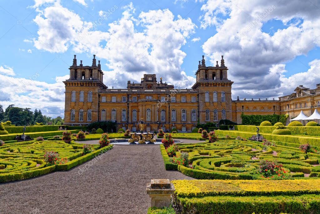 Blenheim Palace in Woodstock, England. The birthplace of Winston Churchill and residence of the dukes of Marlborough - 1st of August 2020