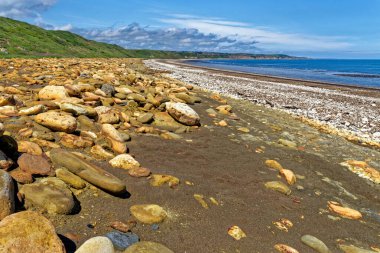 Durham Heritage Sahili 'ndeki Seaham yakınlarında, Dawdon' daki Rocky plajı. Durham County, İngiltere, Birleşik Krallık