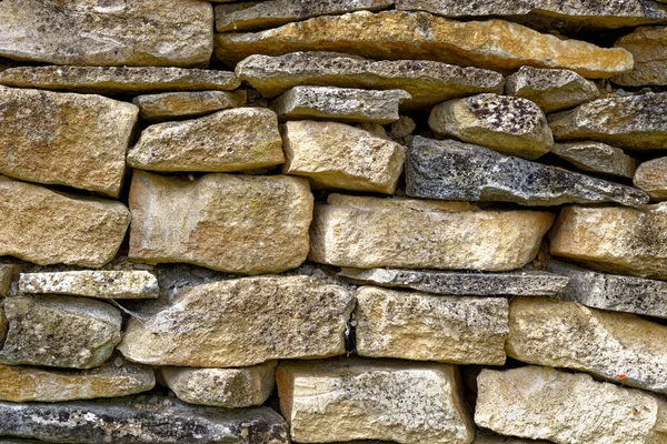 Fondo Una Pared Piedra Seca Construida Con Piedra Cotswold Lechlade — Foto de Stock
