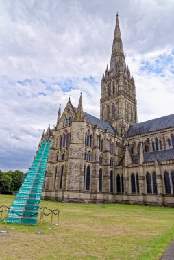 Medieval spire of Salisbury cathedral in the close Salisbury, Wiltshire, England, United Kingdom clipart