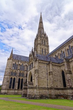 Salisbury Katedrali 'nin ortaçağ kulesi yakın Salisbury, Wiltshire, İngiltere, Birleşik Krallık