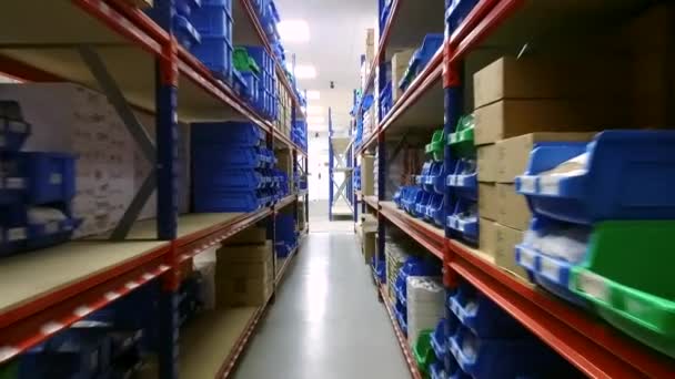 Large Modern Storehouse Some Goods Warehouse Building Packed Goods Ready — Stock Video