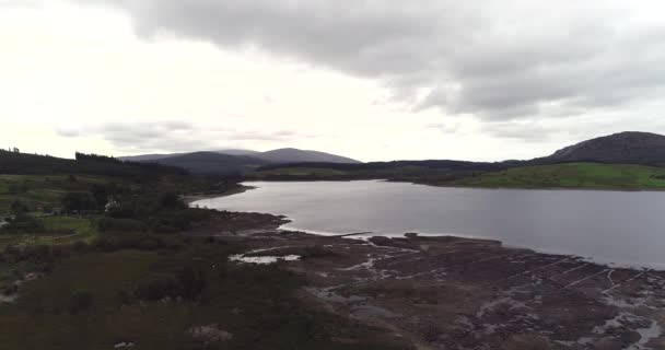 Вид Сверху Воздуха Clatteringshaws Loch Galloway Forest Park Dumfries Galloway — стоковое видео