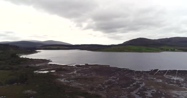 Flygfoto Över Clatteringshaws Loch Galloway Forest Park Dumfries Galloway Skottland — Stockvideo