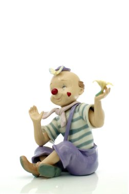 Palyaço ve beyaz arka plan üzerinde çiçek