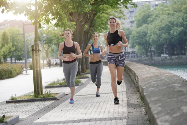 Groep Van Joggers Lopen Stad Rechtenvrije Stockafbeeldingen