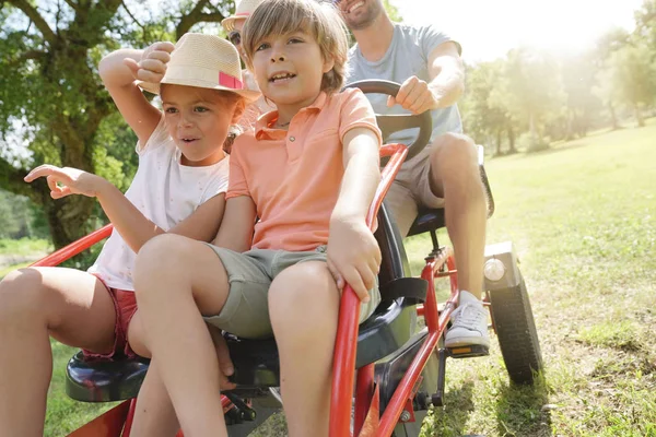 Family having a kart ride at the park