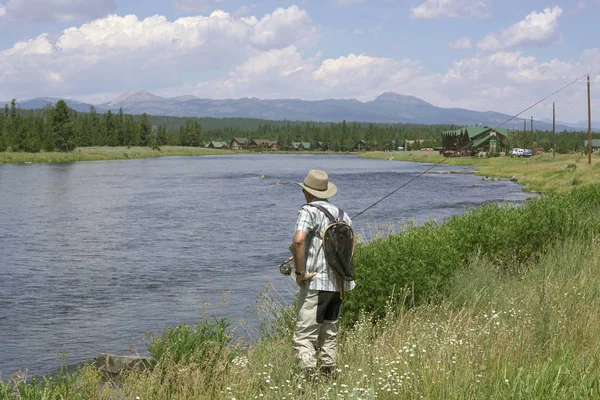 Pesca Mosca Nel Fiume Dello Stato Dell Idaho — Foto Stock
