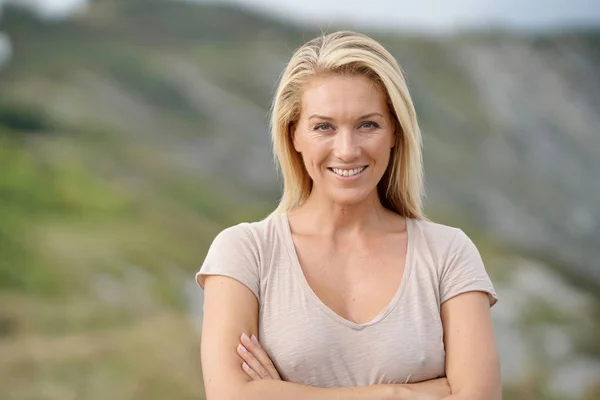 Portrait Beautiful Year Old Blond Woman — Stock Photo, Image