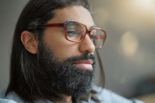 Portrait Bearded Hipster Guy Eyeglasses — Stock Photo, Image