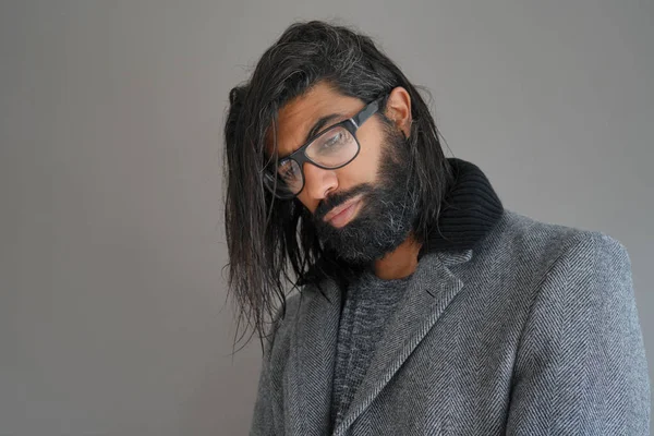 Hipster Άντρας Γυαλιά Φωτογραφία Στούντιο — Φωτογραφία Αρχείου