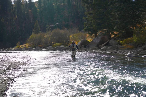 Pescador Moscas Montana Naturaleza — Foto de Stock