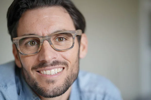 Portrait Casual Handsome Man Wearing Designer Glasses — Stock Photo, Image