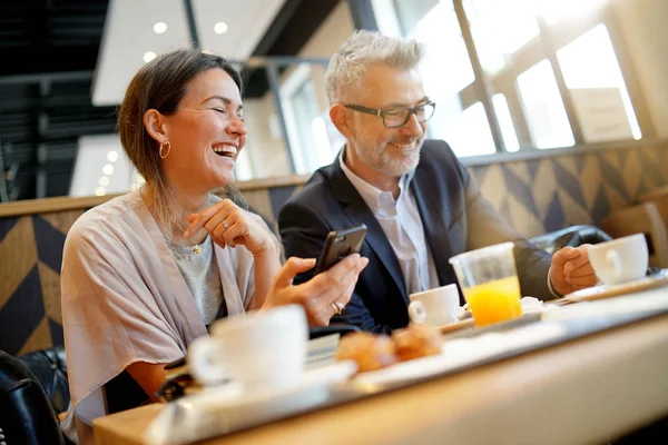 Informal Breakfast Meeting Salesman Manager — Stock Photo, Image