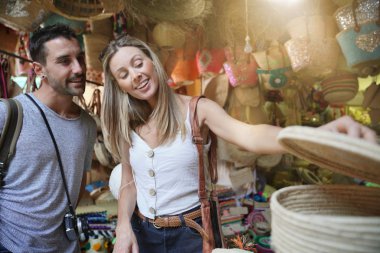 Fas çarşısı turist çift, Marakeş medine