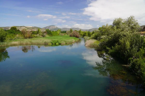 Fliegenfischer Fluss Freien — Stockfoto