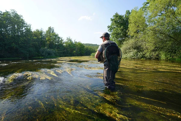 Pescador Mosca Río Aire Libre —  Fotos de Stock