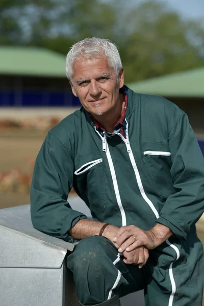 Retrato Agricultor Estaleiro Aves — Fotografia de Stock