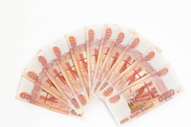beş bin Rus ruble banknottan birçok banknotlar hayranıyım
