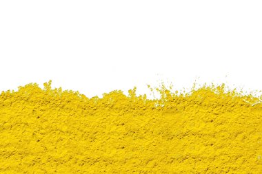 Sarı kuru pudra boyasının soyut arkaplanı. Boşluğu bir merkezde kopyala.